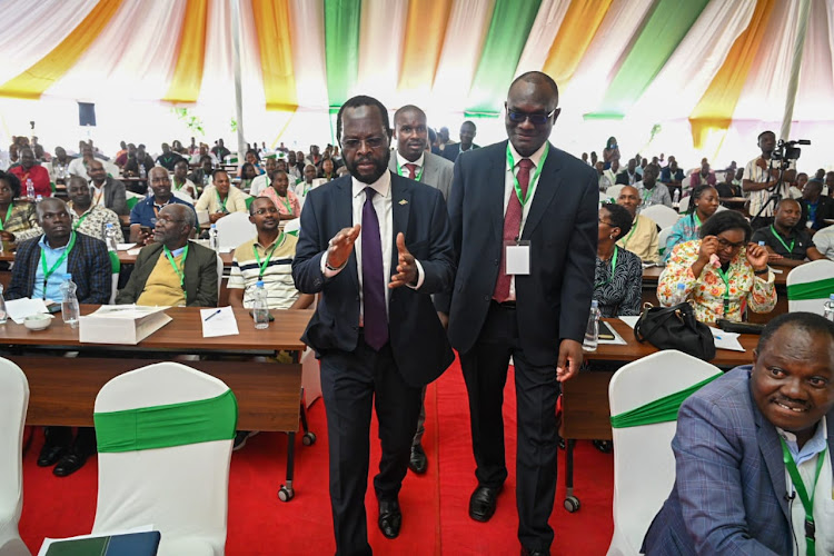 Kisumu Governor Anyang Nyong’o during the seventh Institute of Surveyors of Kenya (ISK) Africa Regional conference in Kisumu