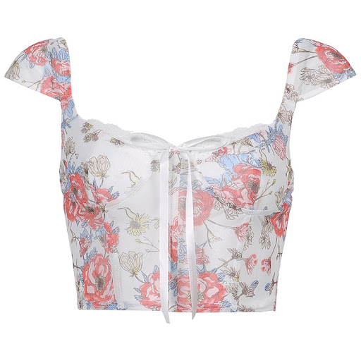 Title 6, Cute Floral Print Cropped Baby Tee Y2K Fashion ...