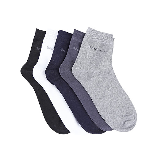 Title 3, Solid Color Mens Mid-tube Bamboo Fiber Socks. ...