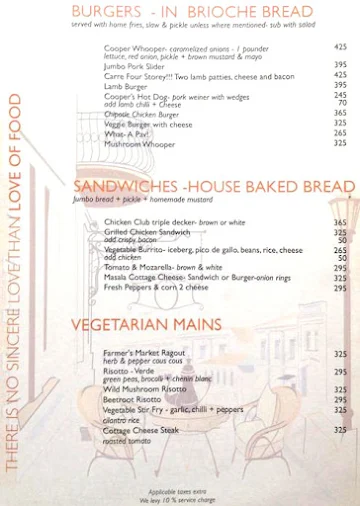 Cooper's Grill & Bar menu 