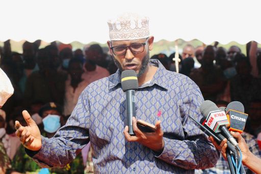 Former Wajir governor Ahmed Abdullahi speaking in Wajir town two week ago. he is also in the race to recapture the seat he lost in 2017.