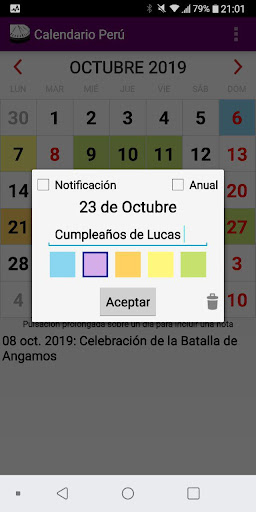 Calendario Feriados y otros Eventos 2020-2021 Perú