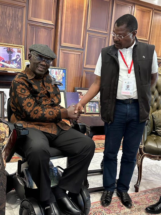 Speaker of the national assembly Moses Wetangula with Former Ghanaian president John Kufuor as he visited to pass his condolences to the former Ghanaian head of state on September 5,2023.