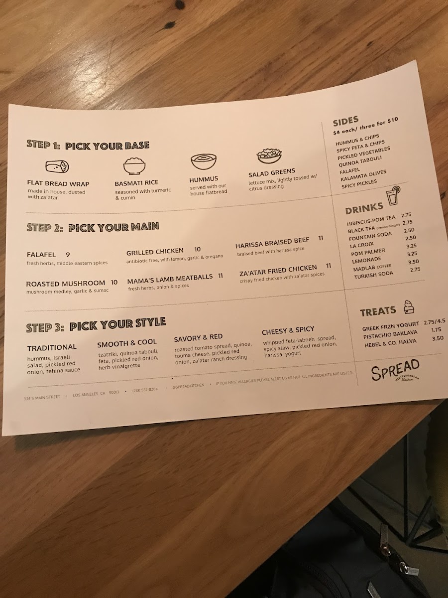 The menu