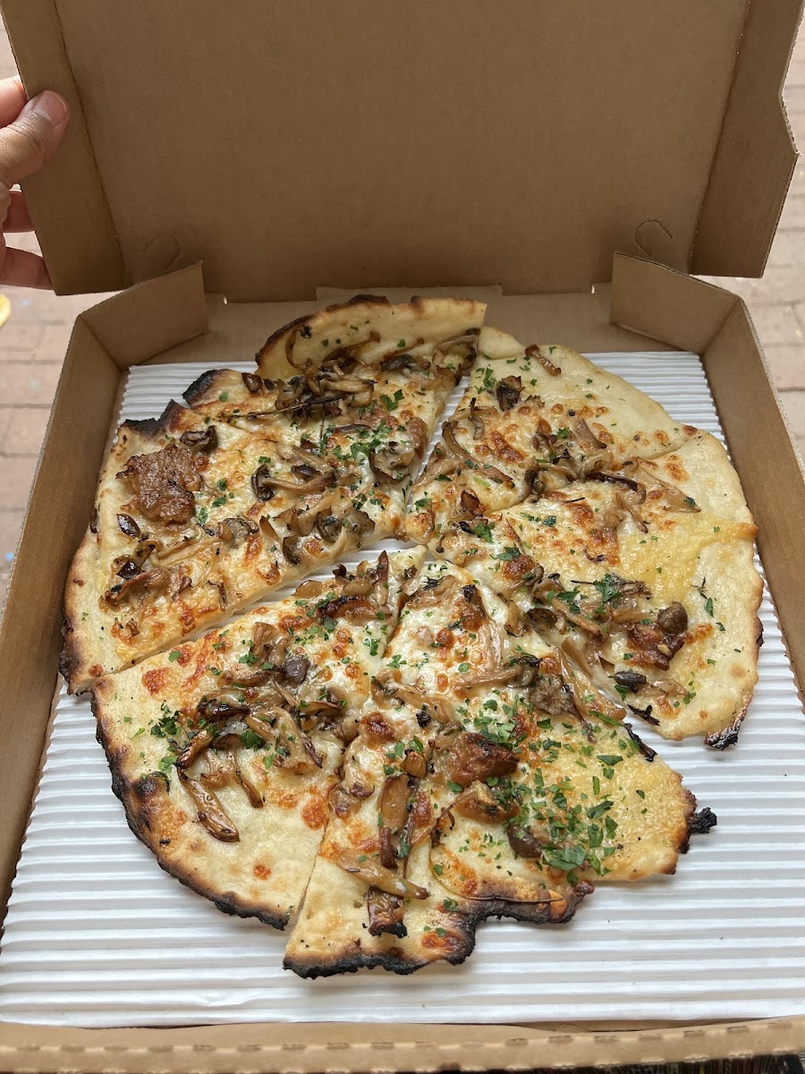 Mushroom gluten free crust pizza