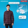 Áo Khoác Sơ Mi Nam Flannel Determinant Tay Dài - Form Rộng - Bền Màu - 100% Cotton - Sọc Kẻ Caro Đỏ - Red Check