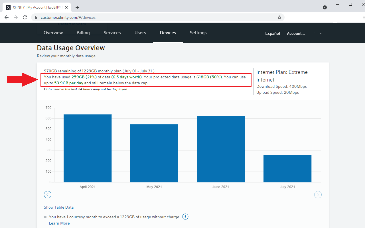 Xfinity Data Cap Calc Preview image 0