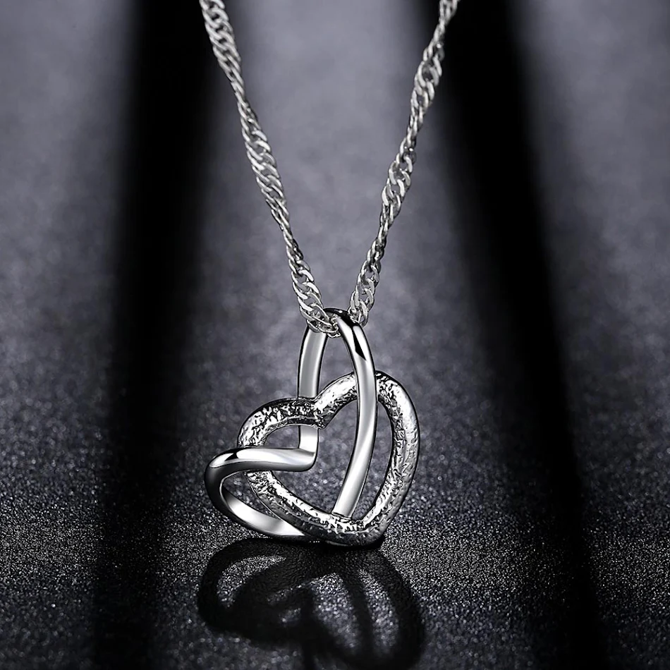 Double Heart Pendant Necklace Clavicle Chain