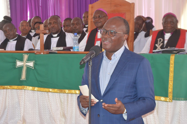 Transport Cabinet Secretary James Macharia at Kenol ACK church on Sunday.