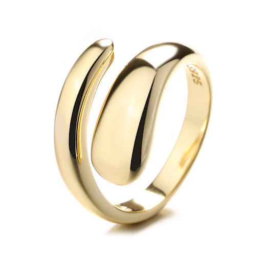 Title 4, S925 Silver Opening Glossy Water Drop Ring. Enh...