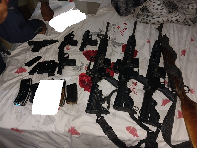 Weapons found at the property in Gugulethu.