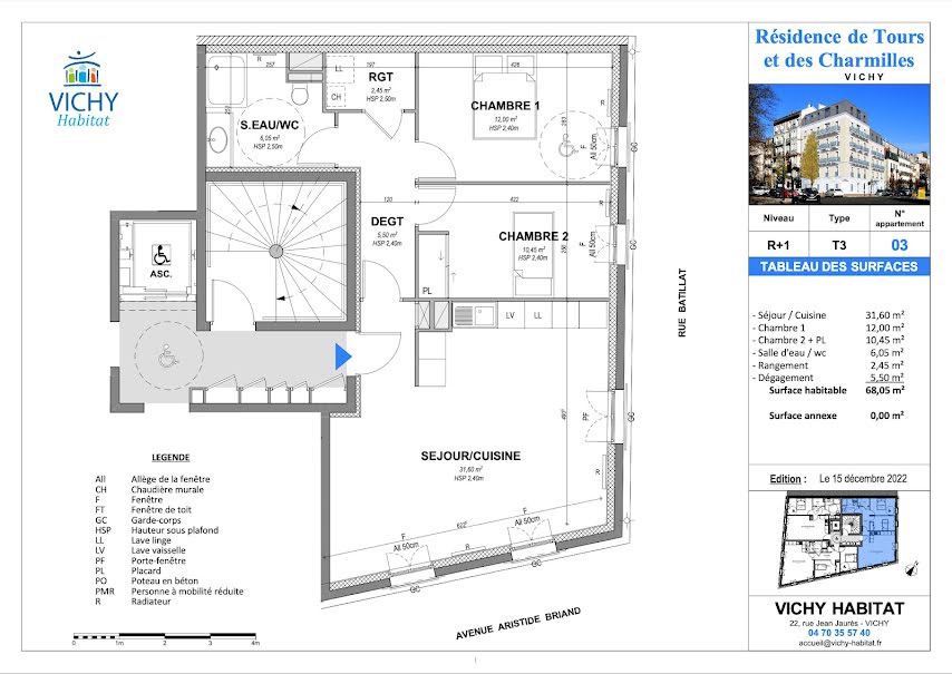 Vente appartement 3/4 pièces 68 m² à Vichy (03200), 325 500 €