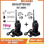 Bộ Đàm Baofeng Bf 888S - Tặng 2 Tai Nghe - 2 Đàm Cầm Tay Tầm Xa Mini Sạc Pin - Bảo Hành 12 Tháng