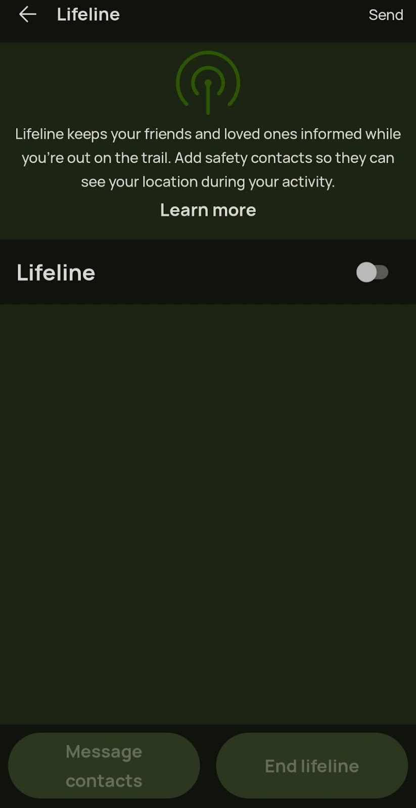 The Alltrails app Lifeline feature