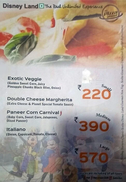 Da' Pizza Planet menu 