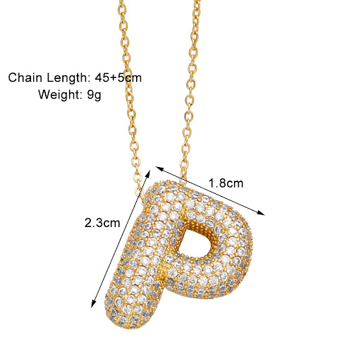 Title 21, 26 English Letter Necklace for Women, Inlaid Zi...