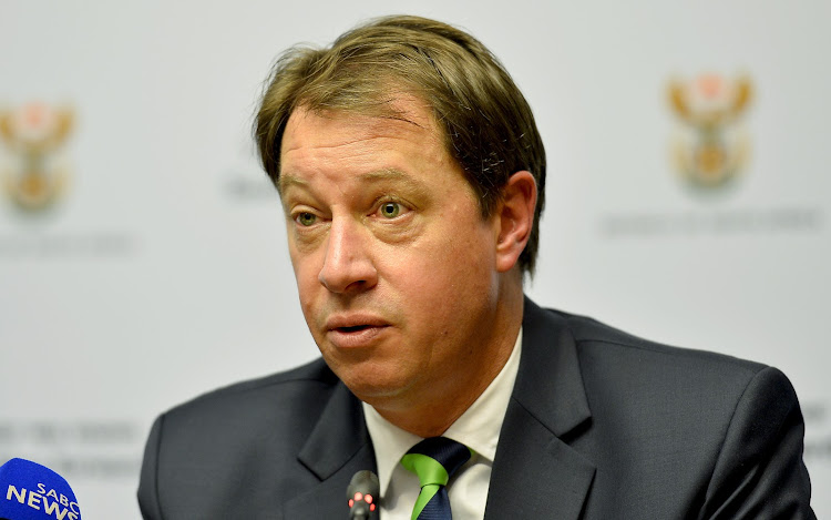 South African Rugby Union chief executive, Jurie Roux during the RWC 2023 Media Conference at Imbizo Media Centre, Parliament on October 31, 2017 in Cape Town, South Africa.