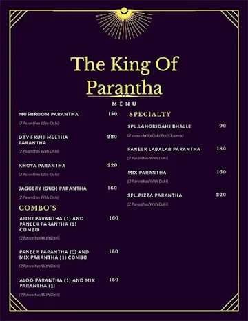The King Of Parantha menu 