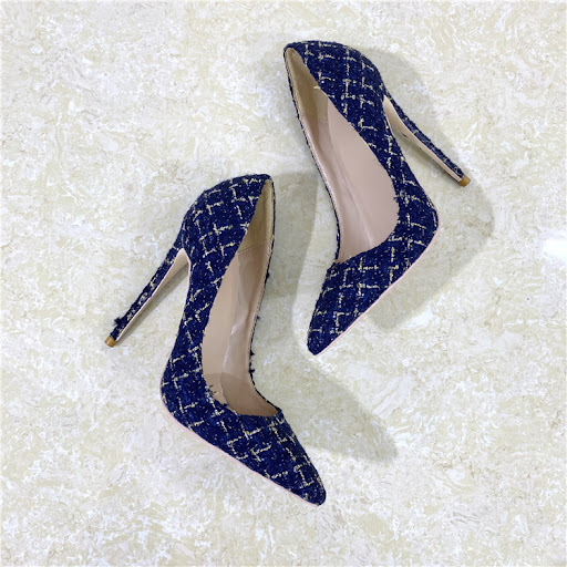 Title 5, New Woven High Heel Shoes 12CM Pointed Stiletto...