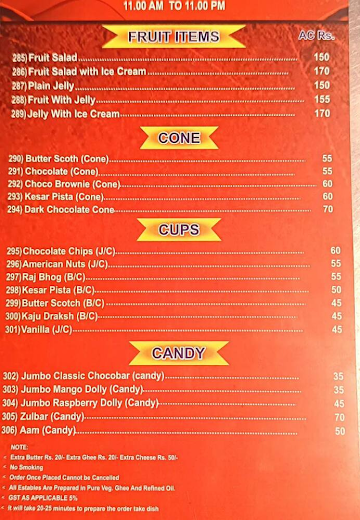 New Rishikesh Veg.Treat menu 