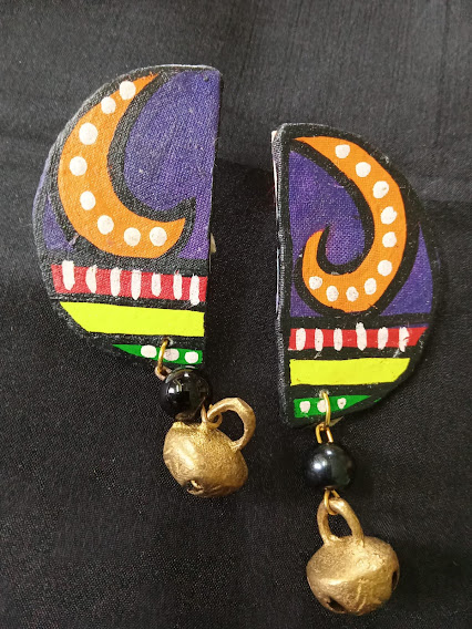 Handpainted Fabric Earrings Set