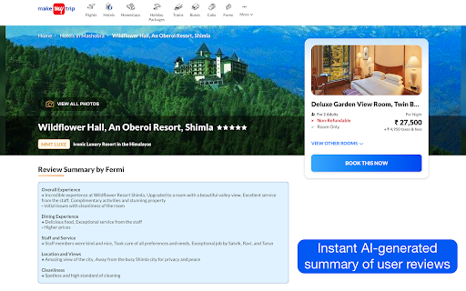 Fermi - Summarise Reviews on MakeMyTrip