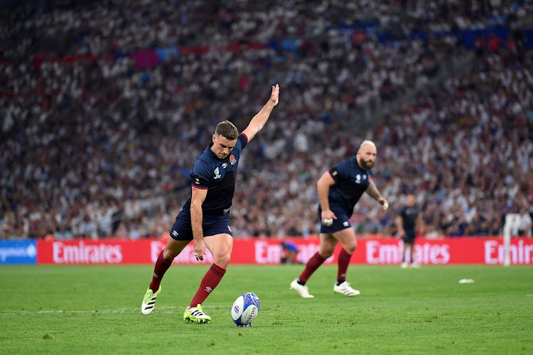 George Ford of England kicks a penalty in their Rugby World Cup match against Argentina at Stade Velodrome in Marseille on September 9. Ford landed three drop goals and six penalties to score all of England's points in the 27-10 win.