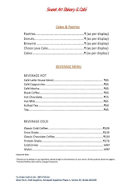 Sweet Art Bakery & Cafe menu 3