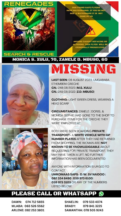 The poster on social media after the two women went missing.