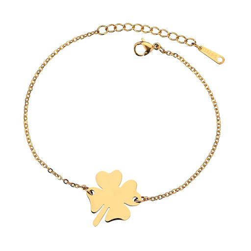Title 1, Four Leaf Clover Stainless Steel Bracelet