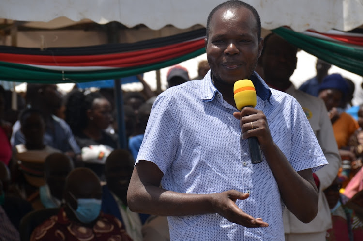 Migori county assembly speaker Boaz Okoth on Mashujaa Day in Sori town on October 20