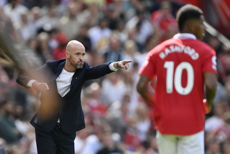 Manchester United manager Erik ten Hag gestures during the match against Brighton & Hove Albion at Old Trafford in Manchester, Britain, August 7 2022. Picture: TOBY MELVILLE/REUTERS