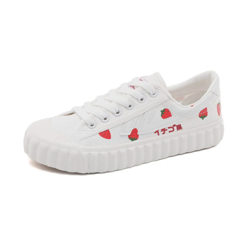Title 3, Sneakers di tela di nicchia rosse e bianche. Sc...