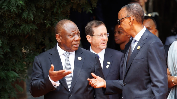 President Cyril Ramaphosa, left, and President of Rwanda in Kigali, Rwanda, April 7 2024. Picture: Luke Dray/Getty Images