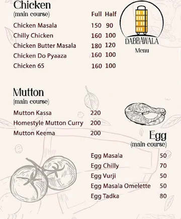 Dabbawala menu 