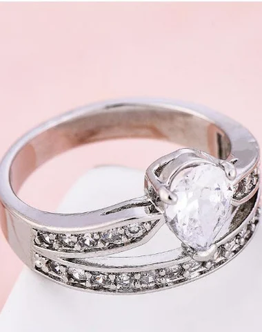 White Lady Zircon Ring 925 Silver W - 2