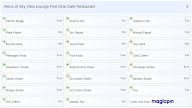 Sky View Lounge Fine Dine Cafe Restaurant menu 2
