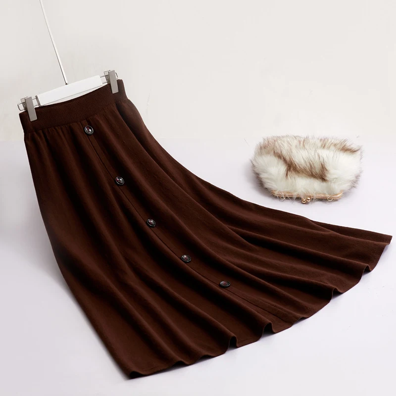 Gebreide Geplooide Dikke Paraplu Rok voor Dames Comfort en Stijlvolle Uitstraling Perfect voor Elk Seizoen Figuurvriendelijk en Trendy Ideaal voor een Elegante Look