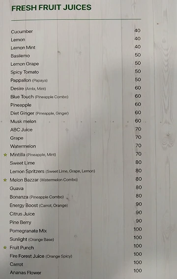 Juice Forest menu 