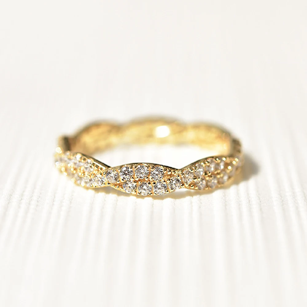 Title 4, Bague simple femme en argent plaqué avec diaman...