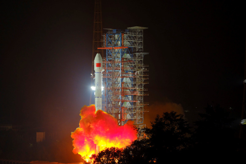 Chinese space rocket launch in Xichang.