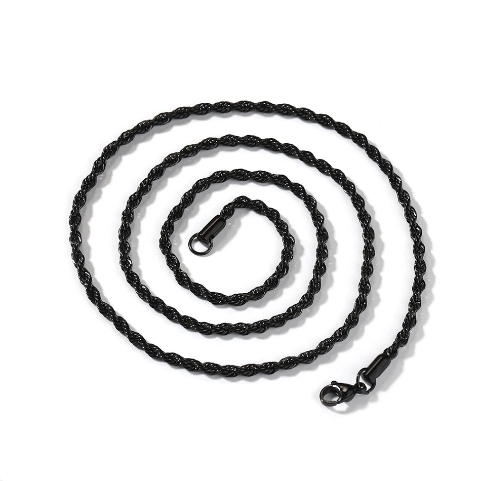 Chaîne Twist 4mm Hip Hop Européenne en acier inoxydable. Pour un look audacieux et durable. Parfait pour un style urbain tendance.