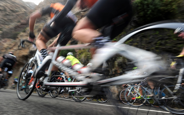 Riders on Chapmans Peak during the Cape Town Cycle Tour 2018.