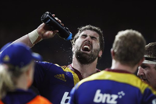 Jamie Mackintosh of the Highlanders drinks water after the round 10 Super Rugby match between the Crusaders and the Highlanders at Trafalgar Park on April 23, 2011 in Nelson, New Zealand