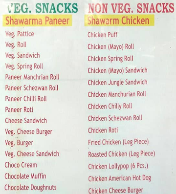 Yummies menu 