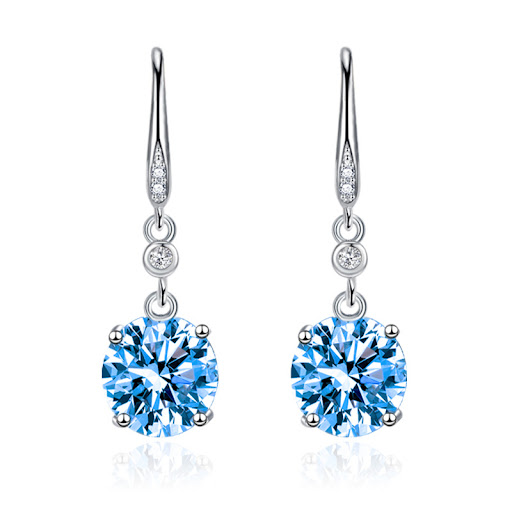Title 7, Round Single Diamond Ear Hook Luxury Yellow Dia...