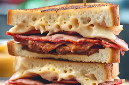 Grilled Chicken Salami Cheese Double Decker Sandwich