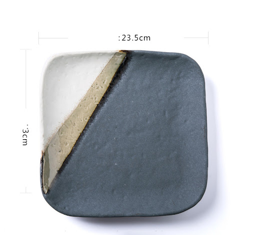 Title 4, Retro Thick Ceramic Round Plate, Square Plate, ...