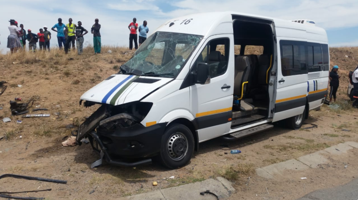 A minibus taxi and two cars collided at a busy intersection in Diepsloot, Johannesburg, on December 6 2018.