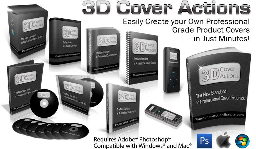 3d cover software photoshop actions